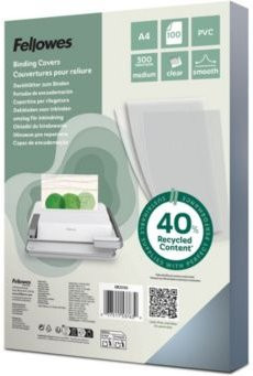 Fellowes Deckblattfolie aus transparentem PVC für Draht- und Plastikbindemaschinen, DIN A4, 300 µm, 100 Stück - Bild 2