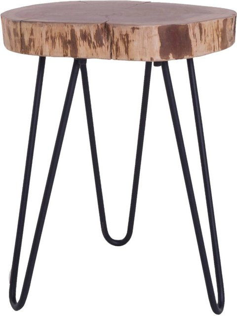byLIVING Beistelltisch NASTI aus Akazie und Metall, rund, natur/schwarz, B: 38 cm, T: 40 cm, H: 38 cm - Bild 1