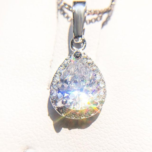 YIRAN Jewelry Halskette, Wassertropfen-Zirkonia, Kupfer, Weiß, Damen - Bild 1