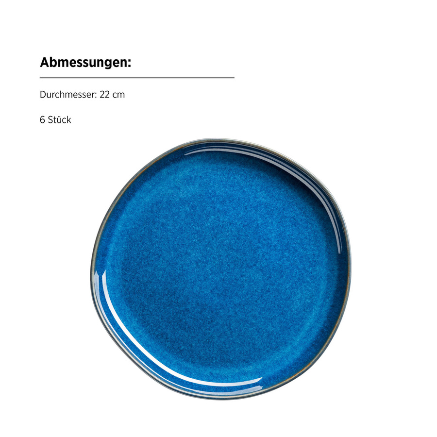 Mäser Dessertteller Set Cordelia aus Steinzeug, 6er Set, Blau - Bild 2