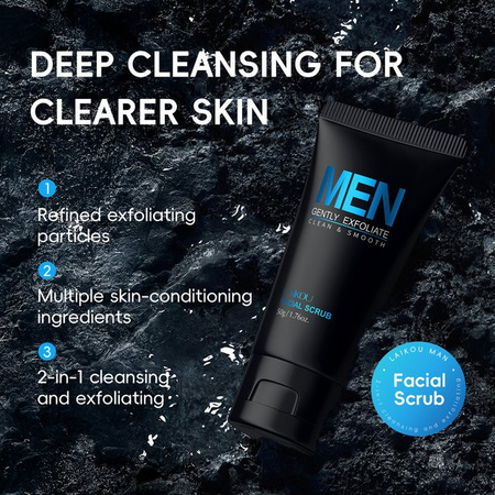 LAIKOU Gesichtspeeling für Herren, Salicylsäure & Teebaumöl, 50g