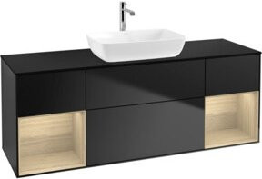 V&B Waschtischunterschrank Finion mit Wandbeleuchtung, Breite: 160 cm, Farbe: Blau Lacquered - Bild 1