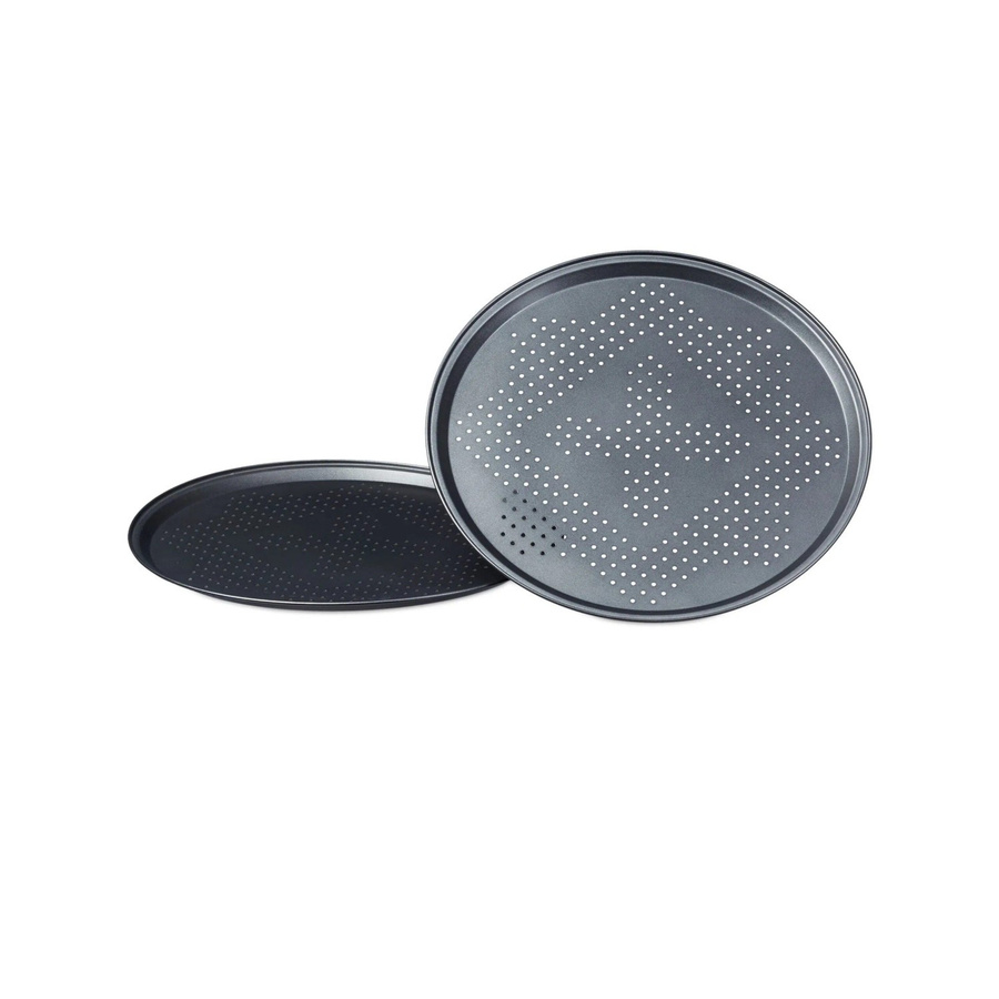 Relaxdays Pizzablech aus Eisen, 2er Pack, perforiert und antihaftbeschichtet, Breite: 32 cm, Tiefe: 32 cm - Bild 2