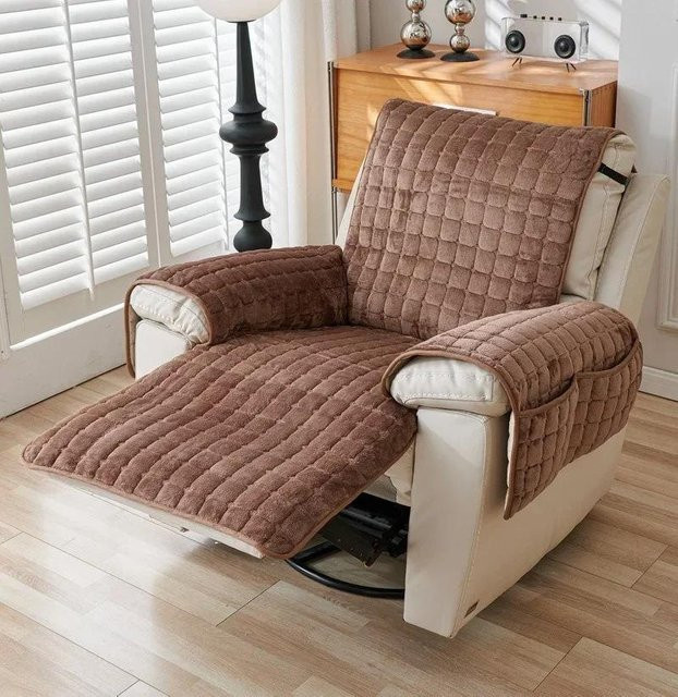 Bestbags 1-Sitzer-Sofabezug aus Flanell in Braun, kariert und rutschfest, Breite: 53 cm, Länge: 190 cm - Bild 1