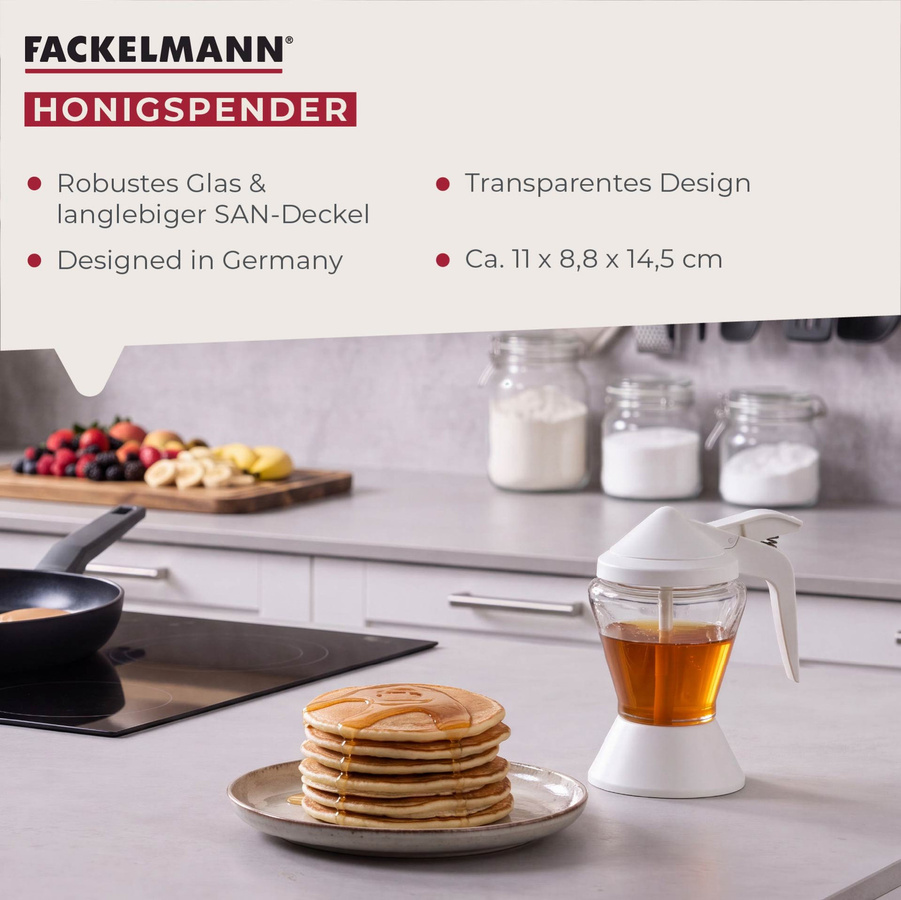 Fackelmann Honigspender aus Glas in Weiß mit 200 ml Füllmenge - Bild 3
