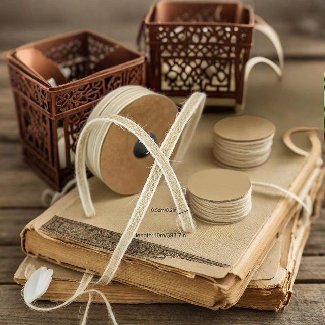 YTYIN Jute-Sackleinenband mit Spitze, 10 m Rolle, rustikales Band für Hochzeit, Party und DIY-Dekoration - Bild 1