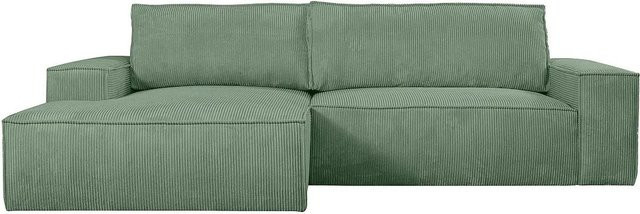 Vente-unique Schlafsofa Amelia in Mandelgrün mit L-Form und Polsterung, Breite: 267 cm - Bild 1
