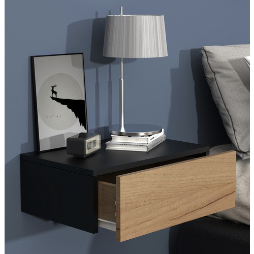 VCM Wandregal Usal in Schwarz Matt mit Rückwand, Breite: 45 cm, Höhe: 15 cm, Tiefe: 30 cm - Bild 3