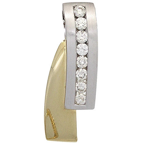 Colfem Anhänger 585 Weißgold Gelbgold bicolor, 8 Diamanten, Brillanten, Unisex - Bild 1