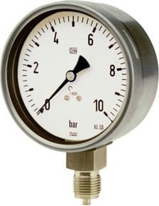 Riegler Manometer aus CrNi-Stahl in Silber, G 1/2 radial unten, Messbereich 0 - 1,0 bar, Durchmesser 100 mm - Bild 1