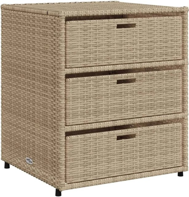vidaXL Gartenschrank aus Poly Rattan und Metall in Beige, B/T/H: 55 x 59 x 69 cm - Bild 1