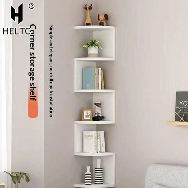 CANAMEK Eckregal aus Kunststoff in Weiß, schwebendes Wandregal mit modernem dreieckigem Design für dein Wohnzimmer - Bild 1