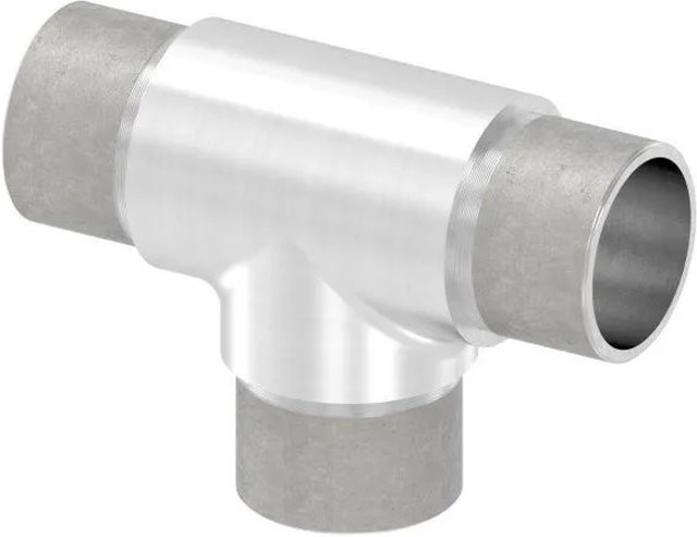 FeNau T-Stück aus V2A Edelstahl in Silber für Rohr Ø 33,7 x 2,0 mm zum Stecken - Bild 1