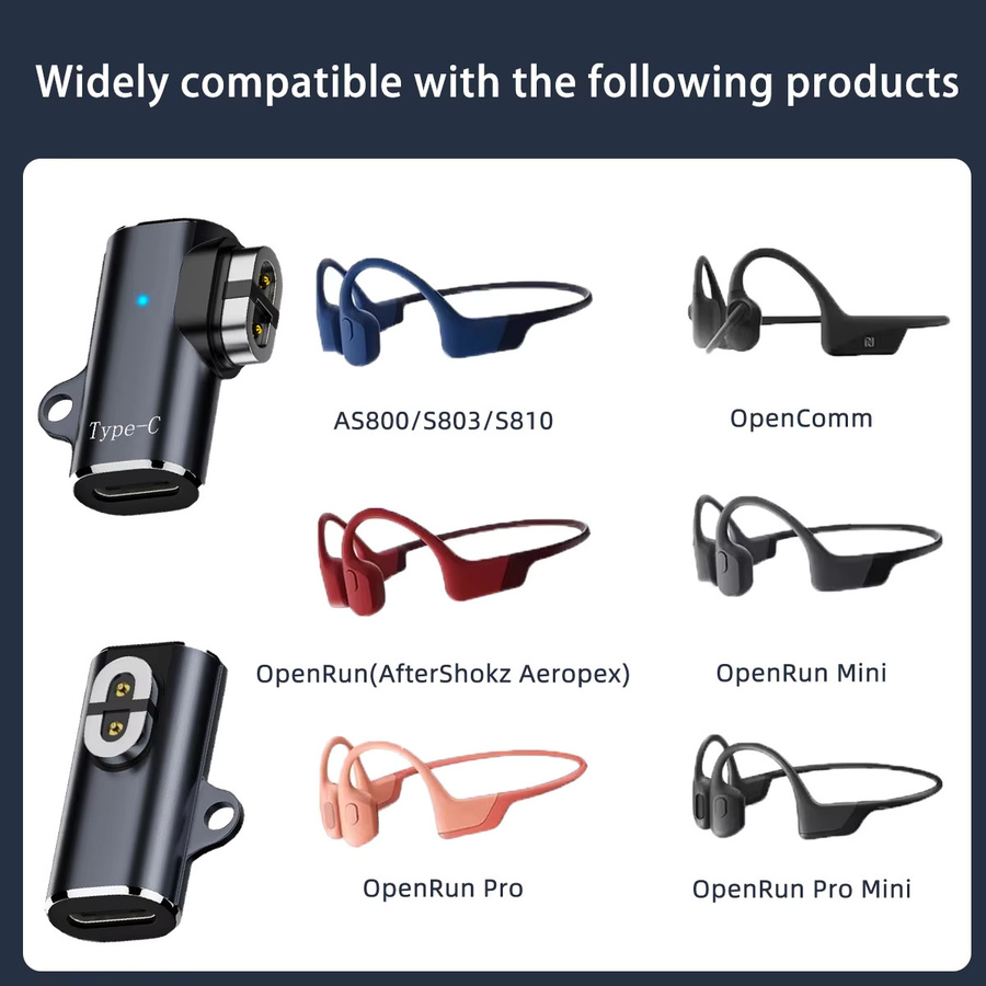 BSN USB-C-auf-Magnet-Adapter mit 90-Grad-Biegung in Schwarz für Shokz OpenRun Air, Pro, Aeropex AS800, S803, S810 und AS700 - Bild 3