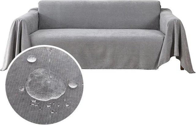 Wasserdichte Sofadecke von Your Warm Home in Grau, strapazierfähiger und kratzfester Möbelbezug, B/B: 130 x 180 cm - Bild 1