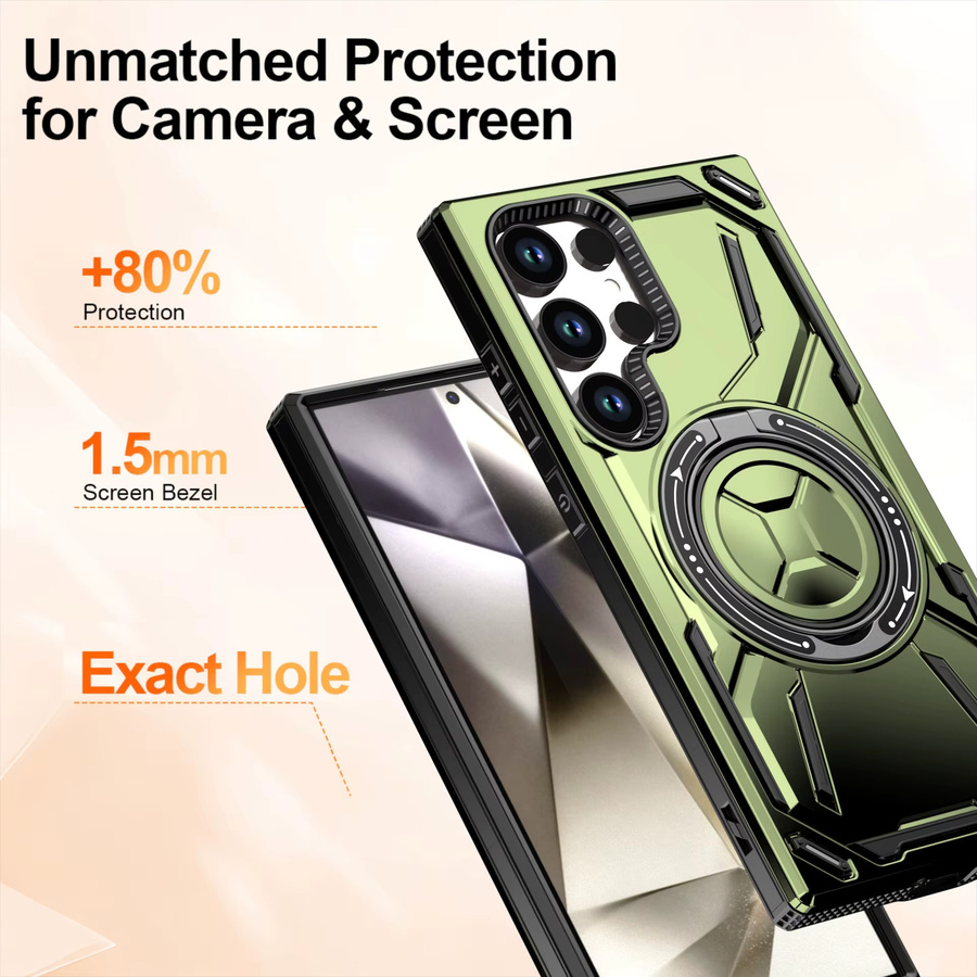 Magnetische 360 Grad drehbare Ringständer Schutzhülle für Samsung Galaxy S26 S25 S24 S23 S22 Ultra Plus in Purple und Green mit Vier-Ecken-Stoßschutz - Bild 3