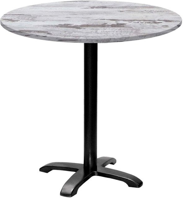 RestooTab Tisch Bazila rund, Eiche/Weiß mit schwarzem Gestell, H: 74 cm, Ø: 80 cm - Bild 1
