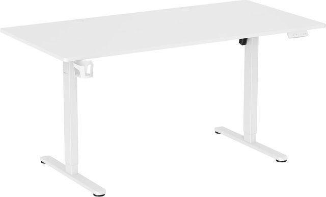 hjh OFFICE Elektrisch höhenverstellbarer Schreibtisch Worktime in Weiß mit melaminbeschichteter Spanplatte und pulverbeschichtetem Eisen-Gestell - Bild 1