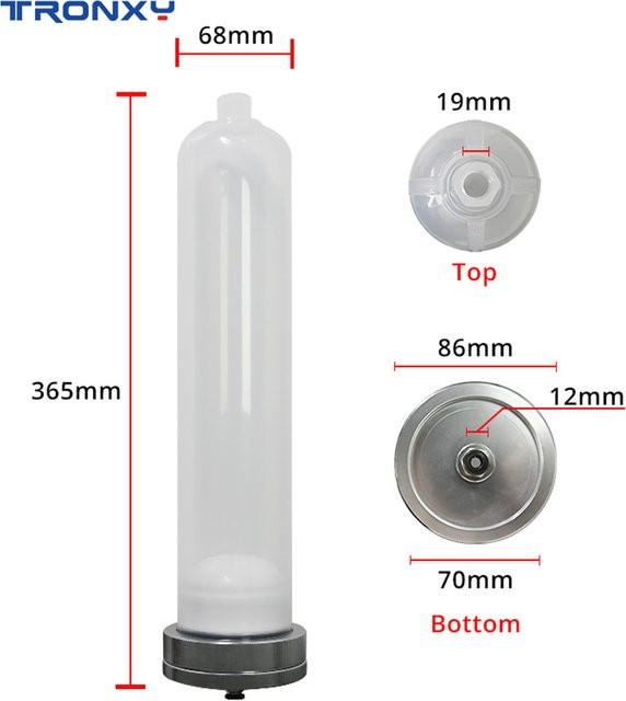 TRONXY Ton 3D-Druckerzubehör Zylinder aus PP-Material mit Deckel und Stecker transparent 0,96 l - Bild 1