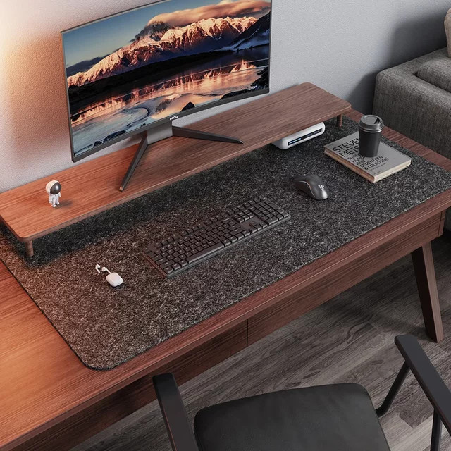 Gaming Mousepad aus Wollfilz für Computer und Laptop, B/T: 80 x 40 cm, Schwarz/Grau - Bild 1