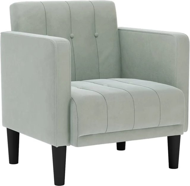 vidaXL Sessel mit Armlehnen aus Samt in Grau, H 74,5 cm x B 70,5 cm x T 67 cm - Bild 1