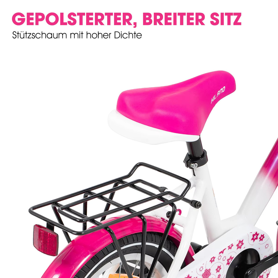 HILAND Kinderfahrrad Mädchenfahrrad, mit Stützrädern, Handbremse, Rücktrittbremse, Gepäckträger - Bild 5