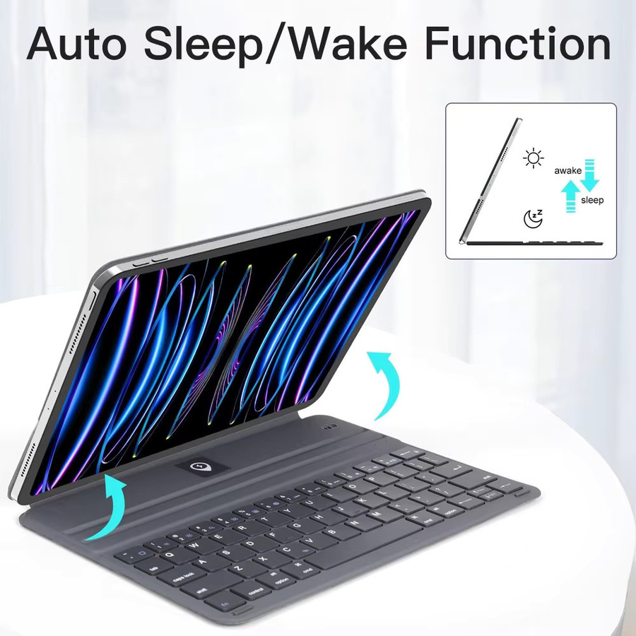 QUKAM Magische Bluetooth Tastatur für iPad Air 11 und 13 sowie iPad Pro 11 und 12,9 in Schwarz mit Schutzhülle und Standfunktion - Bild 5