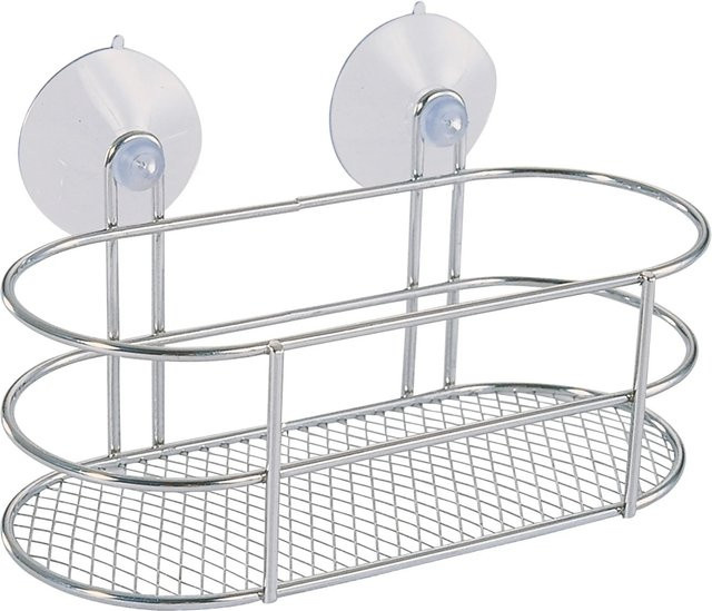 MSV Duschregal Ventouses Oval aus Edelstahl in Chrom, Breite: 20 cm, Tiefe: 9,5 cm - Bild 1