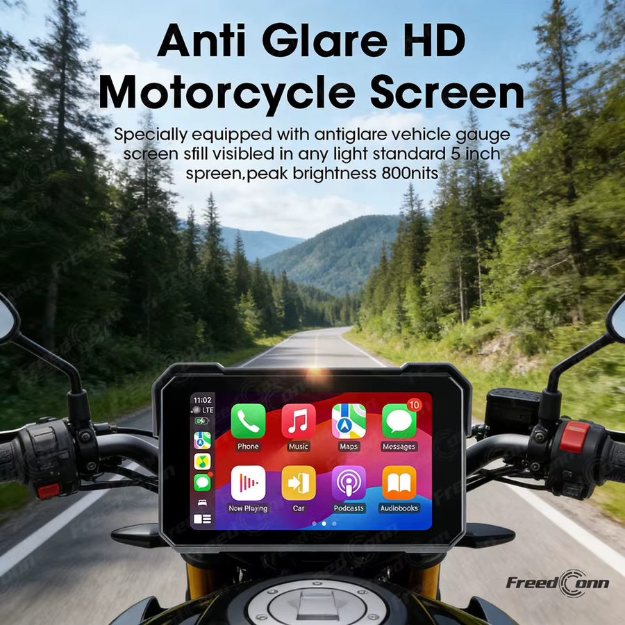 Freedconn Motorrad-Navigationssystem mit Carplay und Android Auto, tragbarer wasserdichter Monitor in Schwarz - Bild 3