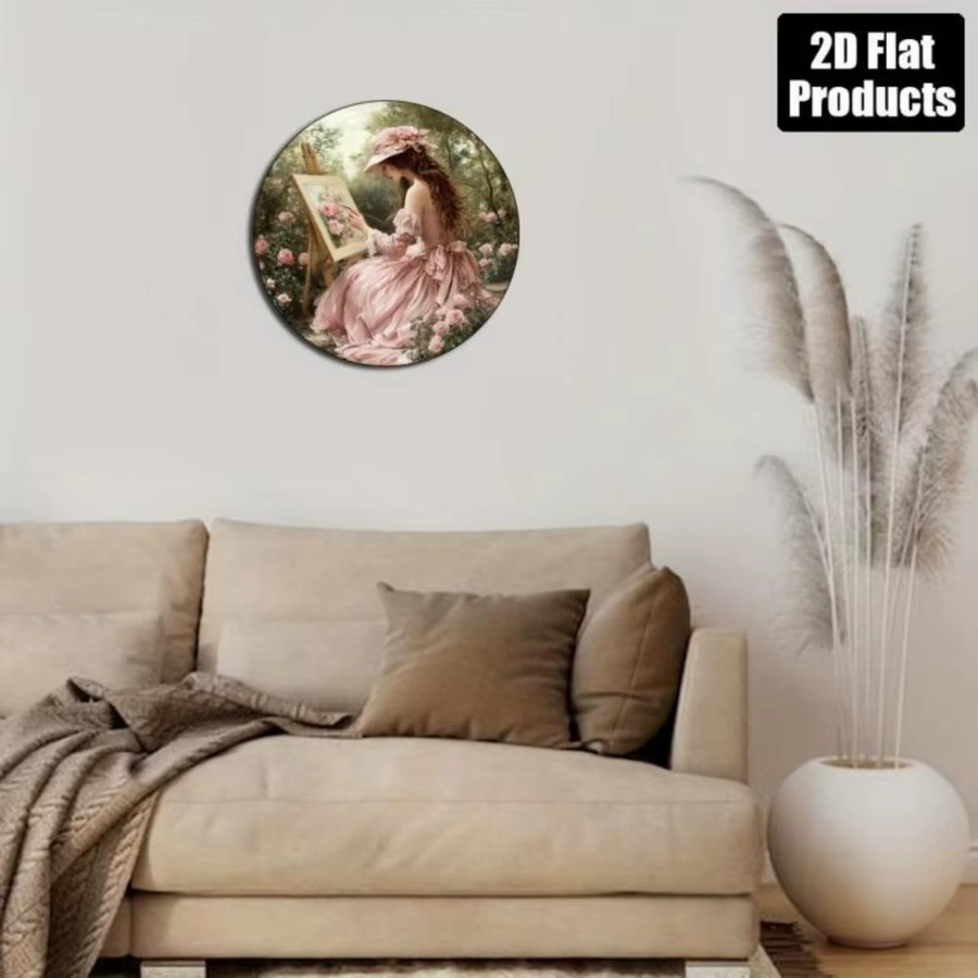 CIFBUY Vintage Viktorianische Metall-Wandkunst Aluminium-Plakette mit floralem Design in Mehrfarbig, Rund - Bild 4
