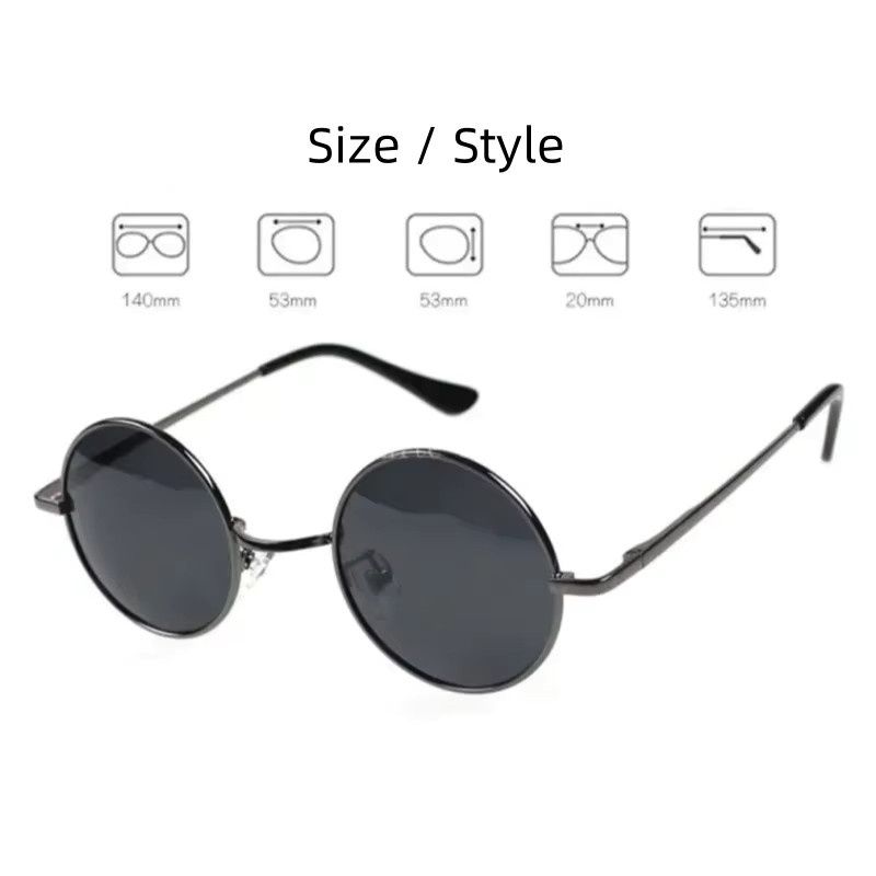 Anime Gojo Satoru Sonnenbrille, Round, Metal, Schwarz, Unisex - Bild 2
