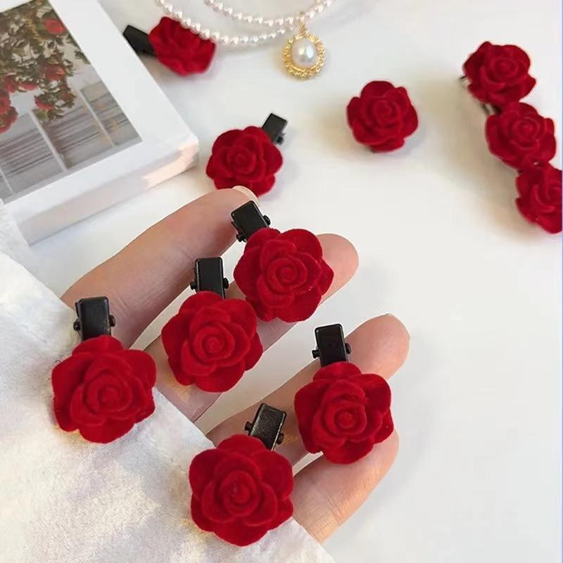 Shan Qiao Haar Clips, Rote Samt Rose, 10 Stk, Damen - Bild 5