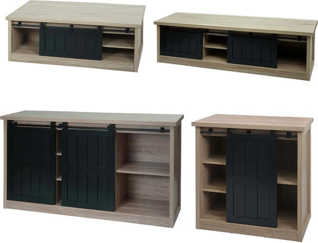 Wohnzimmerset MCW-K75 im Industrial Design mit TV-Rack, Sideboard, Kommode und Couchtisch in Naturfarben - Bild 2