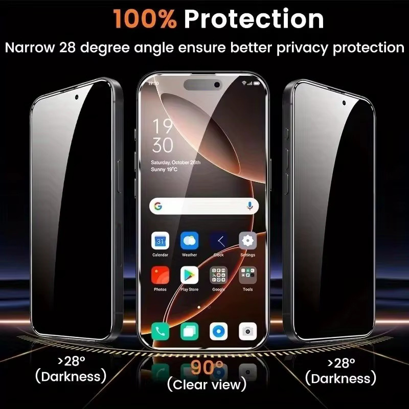 2 Stück Sichtschutzfolie für Apple iPhone 11 12 13 14 15 16 17 Pro Max und Plus Modelle, Transparentes Schutzglas - Bild 2