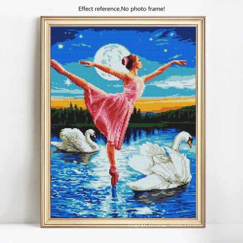 FIYO 5D DIY Diamantmalerei Porträt Mädchen als moderne Strass Stickerei in Querformat, mehrfarbig, B: 30 cm, H: 20 cm - Bild 1