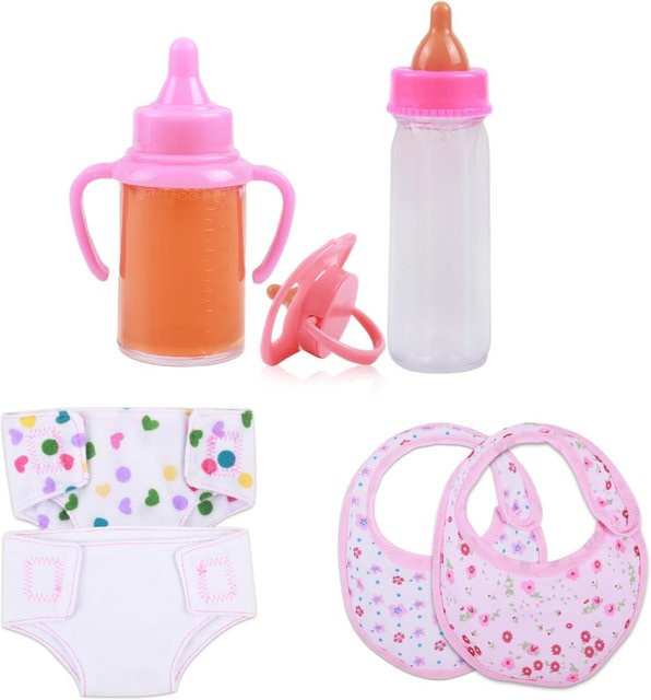 DOLLRI STARRI Babypuppen-Zubehör-Set, 7-teiliges Fütterungs- und Pflegeset in Mehrfarbig, Unisex Spielzeug aus Kunststoff - Bild 1