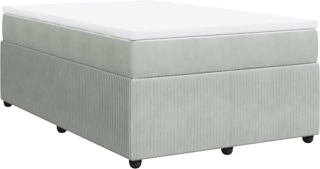 vidaXL Boxspringbett mit Matratze in Hellgrau, Hybrid-Bett mit Taschenfederkern und Samtbezug, B/T: 120 x 200 cm - Bild 1