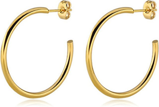 Ohrringe Edelstahl, Gold, Creolen, Damen - Bild 1
