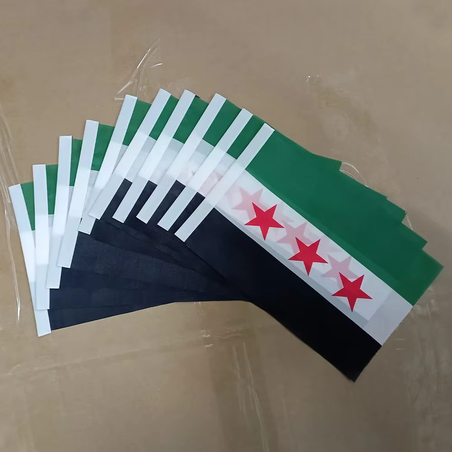 TIKI FLAG Syrien Handflagge aus Polyester mit Fahnenmast, B/H: 21 x 14 cm, verblassungsbeständig - Bild 4