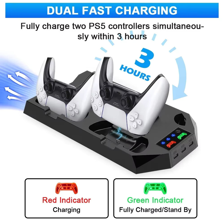 HeroAngel Kühlventilator und Controller-Ladestation für PS5 Slim Disc Digital Edition in Weiß - Bild 5