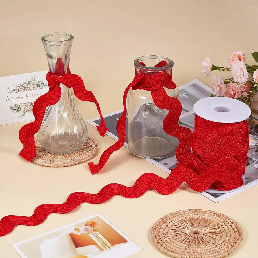 Rote Weihnachts-Spitzenborte als Zick-Zack-Besatz für DIY-Handwerk und Kleidung, 10 Yards Länge, Breite: 20 mm bis 34 mm - Bild 6