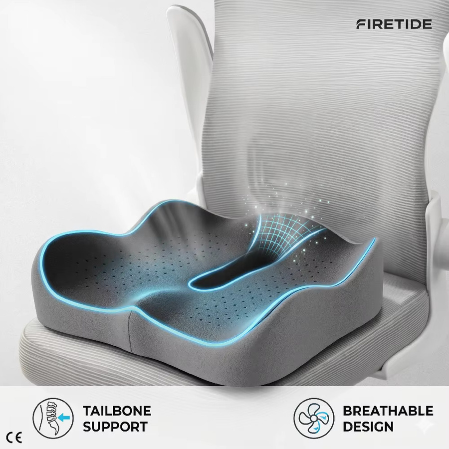 Ergonomisches Memory-Foam-Sitzkissen von XMSJ in Schwarz zur orthopädischen Steißbein-Unterstützung bei Ischias- und Rückenschmerzen - Bild 2