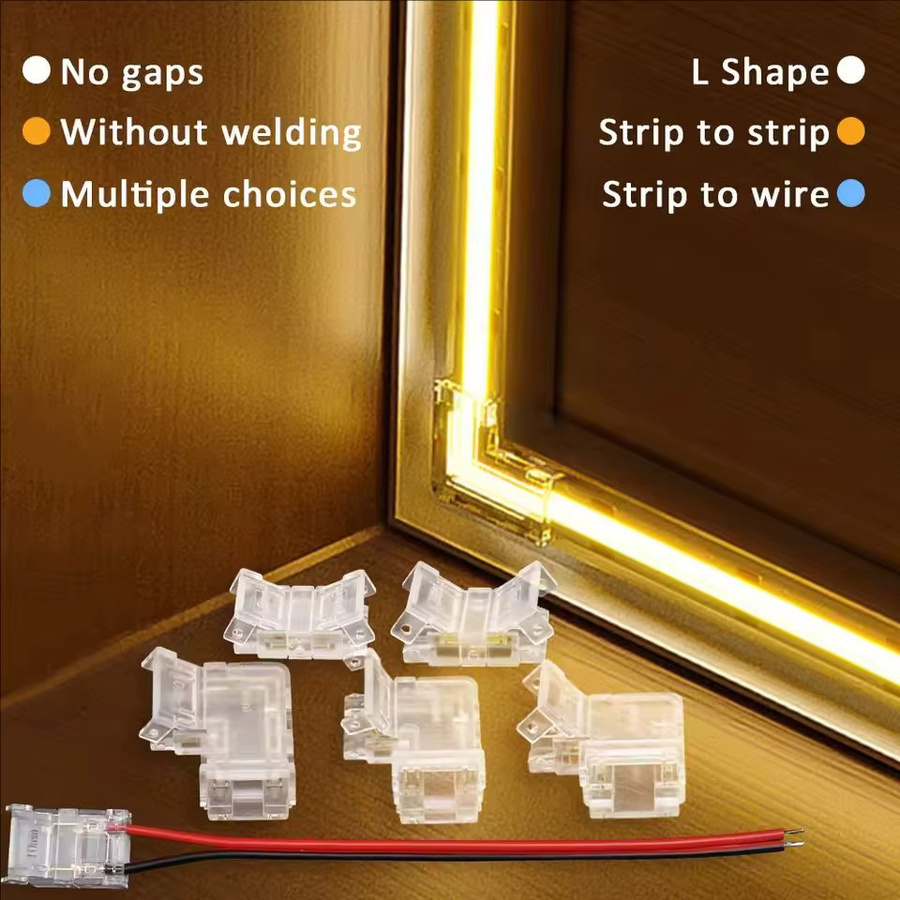 YJCAL LED-Lichtstreifen-Verbinder transparent, handgepresster lötfreier Strip-Connector für 2/3/4-Pin und 5/8/10mm COB-Lichtstreifen - Bild 6