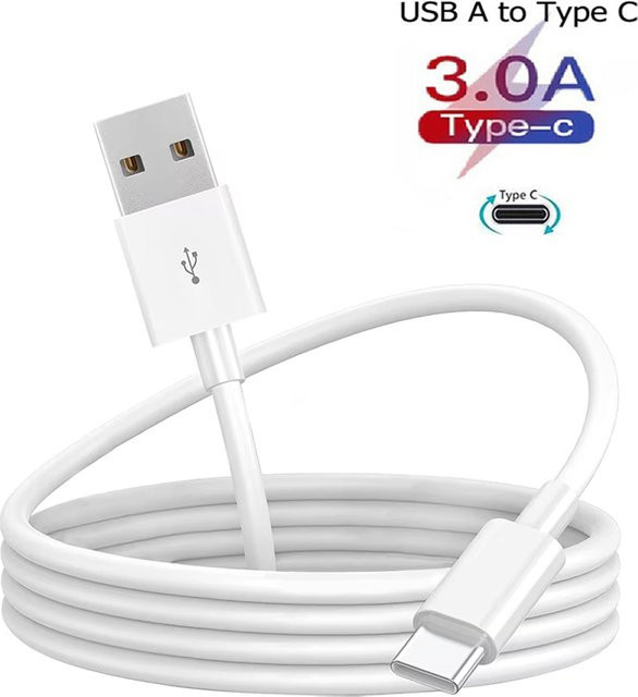 USB-A auf USB-C Schnellladekabel 3A in Weiß für Xiaomi, Huawei und Samsung - Bild 1