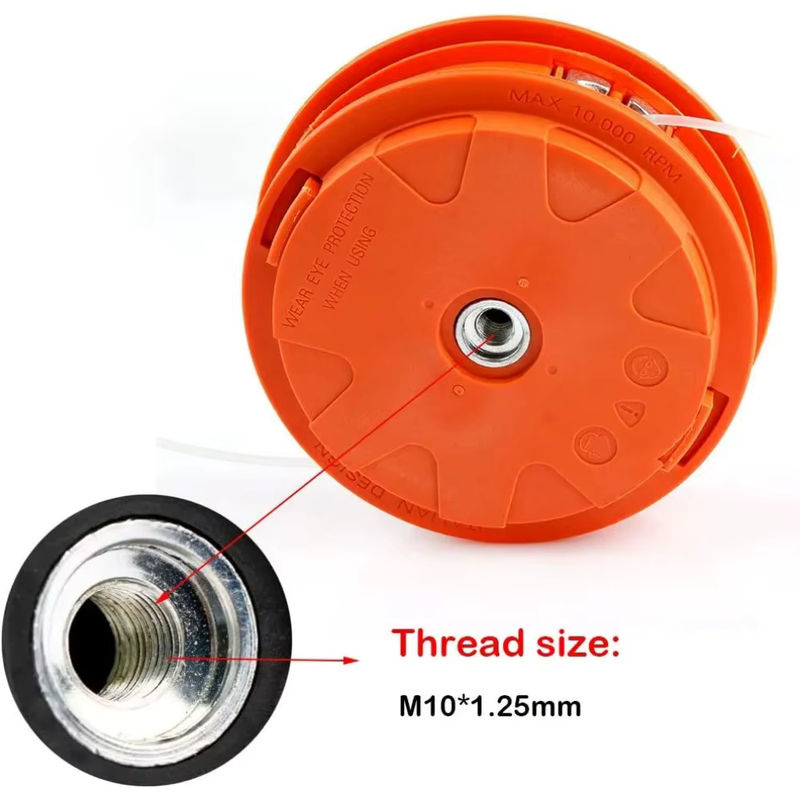 Ninth World M10 Aluminium-Trimmerkopf mit Nylonfaden, universeller 2-Linien-Bump-Feed-Rasentrimmer in Schwarz - Bild 3