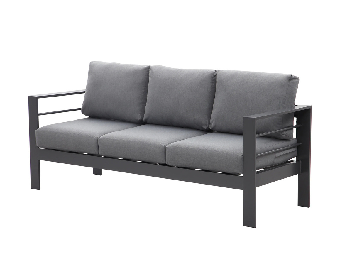 MEXO Gartenmöbel Lounge-Set Genua für 5 Personen aus pulverbeschichtetem Aluminium in Grau und Anthrazit inklusive UV-beständiger Polster - Bild 3
