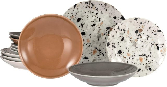 CreaTable Geschirrset Terrazzo Mix 12-tlg. aus Keramik, mehrfarbig - Bild 1