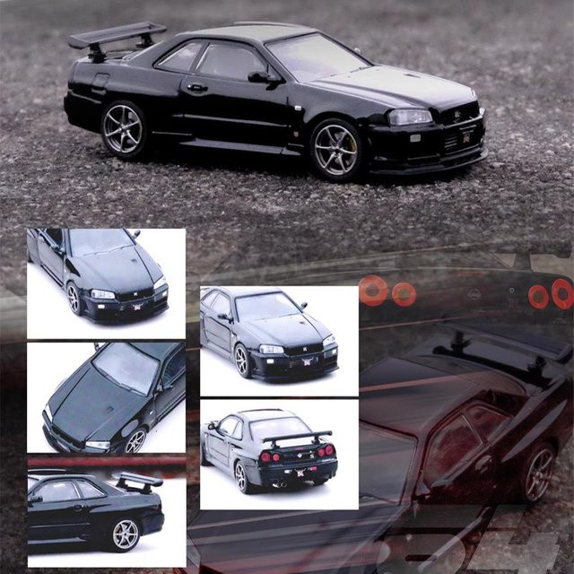 WELLY Skyline GT-R R34 V-Spec II, Modellauto, Maßstab 1:64, Metall, Schwarz - Bild 1