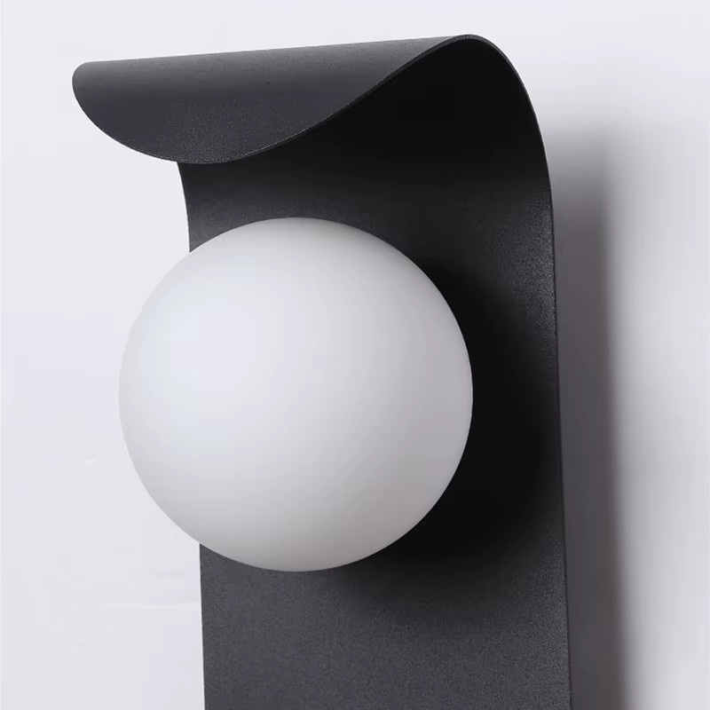 Creative Aisle Moderne LED-Wandleuchten mit Glaskugel in Schwarz oder Weiß für Flur, Treppen und Schlafzimmer - Bild 3