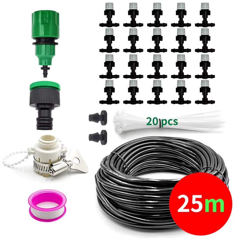 Outdoor Misting Kühlsystem mit Nebel Sprinkler Düsen Set in Schwarz zur Pflanzenbewässerung - Bild 4